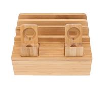 Station de Charge en Bambou, Support de Station de Charge Multifonction 5 Ports, Organisateur D'Appareils, Conception Magnétique, avec Tapis Antidérapant, pour Téléphones, (Couleur Naturelle)