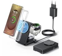 Station de charge inductive magnétique pliable 3 en 1 pour Samsung Galaxy S26 S25 S24 S23 Ultra/Z Fold/Flip 7/6/5, Galaxy Watch Ultra 8/7/6/5/Pro, Galaxy Buds/Pro