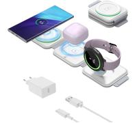 Station De Charge Inductive Pour Samsung, Chargeur Sans Fil Pliable 3-En-1 Pour S25/S24/S23/S22/S21, Chargeur À Induction