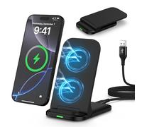 Station de charge inductive pour Samsung Galaxy S25/S24/S23/S22/S21/S20/Z Flip 7, Google Pixel 9a, 8, 7, 6, iPhone 16e