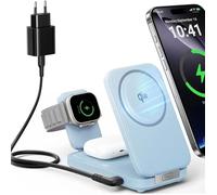 Station De Charge Iniu 3 En 1 Qi2 15w, Lilas, Pour Iphone, Apple Watch, Airpods Pro.