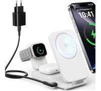 Station De Charge Iniu 3 En 1 Sans Fil, Qi2 15w Pour Iphone 16/15/14/13/12, Apple Watch Ultra/10/9/7/Se, Airpods.