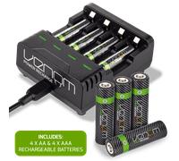 Venom Piles rechargeables avec station de chargement - Comprend 4 piles AA 2100 mAh et 4 piles AAA 800 mAh rechargeables