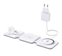 Station de Charge Mag-Safe pour iWatch et iPhone : 3 en 1 Chargeur sans Fil Pliable Compatible avec iPhone 15 14 13 12 Pro Max Plus, Travel Charging Pad pour Air Pods avec Adaptateur