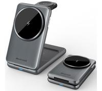 Station de Charge Magnétique pour Samsung, Chargeur Induction Mag-Safe pour Galaxy S25Ultra S24, Chargeur de Montre Samsung à éjection en Un clic pour Galaxy Watch Ultra 8 7 6 Buds Pro (Gris)