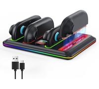 Station de Charge Magnétique pour Switch 2 Joy-Con, Chargeur avec LED & Lumière RGB, Dock de Chargement avec Support Cartes de Jeu - Accessoire pour Manettes Nintendo Switch 2