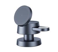 Station de charge magnétique sans fil 4-en-1 Rexsun avec veilleuse, support de voyage MagSafe 15W pour iPhone 17/16/15/14/13/12, Apple Watch et AirPods, XH-X6, Gris Fer