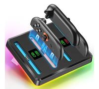 Station de Charge Manette Switch 2 pour Nintendo Switch 2 Joy-Con, 4 en 1 Station Manette SW2 avec 9 Lumières RGB, Accessoires et Cadeau Parfait