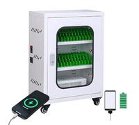 Station de charge mobile avec 12 à 60 emplacements - Casier de rangement roulant avec ports et serrure à combinaison pour école, bibliothèque, bureau, solution de charge sécurisée pour téléphone
