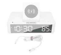 Station de charge multi-appareils avec réveil numérique, chargeur sans fil rapide avec fonction de levage à une touche, veilleuse LED réglable et