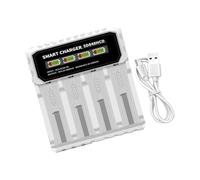 Station de charge multi-compatible 4 baies pour 21700 26650 32650 Contrôle intelligent du courant Inversion Protections d'insertion Design télescopique