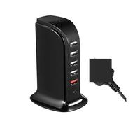 Station De Charge Multi-Ports 40 W, Tour Prise Téléphone USB for Plusieurs Appareils, Chargeurs Bloc Abs(Black)