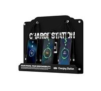 Station de charge murale à 8 ports avec câbles de connexion rapide - Station de charge multi-appareils pour bureau, hôtel et espaces publics | Compatible avec iPhone, iPad, smartphone, tablettes, port