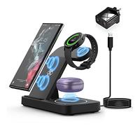 Station de charge pliable pour Samsung, station de charge rapide sans fil 3 en 1 pour Galaxy Watch 6/6pro/5Pro/5/4/3/Active 2, Samsung S23/S22 Ultra/S21/S20/Note20/Z Flip 4/3/Z Fold, Galaxy Buds Stand