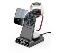 Station de Charge pour Garmin Montre, Chargeur Magnétique 3 en1 pour iPhone | Chargeur Induction pour Garmin Forerunner 265 265S, Fenix 8 E, Vivoactive 6 5, Instinct 3, Venu 4 & Airpods, SwanScout C02GM
