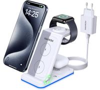 Station De Charge Pour Iphone 16/15/14/13/12/Xs/X/8 Série, Chargeur Induction Pour Iphone, Iwatch 10/9/8/Ultra/7/6/Se/5/4/3/2, Air Pods 4/3/Pro 2