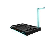 Station de charge pour machine à vapeur avec ventilateur de refroidissement à 3 vitesses, lumières RVB, 2 chargeurs de contrôleur, hub USB, support de casque
