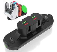 Station de charge pour manette de Nintendo Switch avec manette JoyCon/Pro/PS5, station de charge avec indicateur LED et câble de charge pour JoyCons, station de charge 6 en 1 Nintendo Gamepad