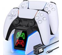 Station de charge pour manette PS5 Dualsense avec lumière LED - Double support - Accessoires pour PlayStation 5 - Plaques frontales DualSense Edge