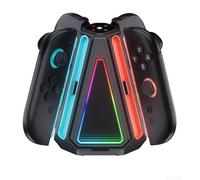 Station de charge pour manette Switch 2, chargeur multi-contrôleur 4 en 1 avec 2 charges rapides 5H et affichage LED d'état pour appareils JoyCon (orange/bleu)