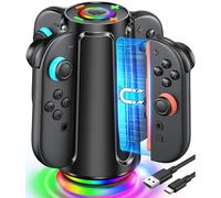 Station de charge pour manette Switch 2 pour Nintendo Joy Con (2025), station de charge Mocagen pour Switch 2 Joy Con avec lumière dynamique, support magnétique pour Joy Con 4 en 1