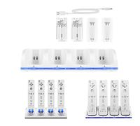Station de charge pour manette Wii, 4 en 1, avec 4 piles rechargeables de 2800 mAh, pour télécommande de jeu Wii/Wii U