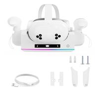Station de charge pour Meta Quest 3S/Quest 3, station de charge VR compatible avec casque Quest 3S/Quest 3 et manettes tactiles, station de charge murale pour accessoires Quest3S (blanc)