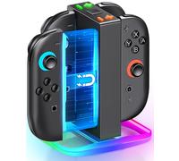 Station de charge pour Nintendo Switch 2 accessoires, support magnétique 4 en 1 Joy-Con, lumière dynamique, charge rapide 2H compatible avec la station de charge Switch 2 Joy Con