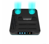 Station de charge pour Nintendo Switch 2 avec ventilateur de refroidissement et emplacements pour cartes de jeu - Fast Joy Con Controller Chargeur Support USB Noir 20 x 18 x 4 cm