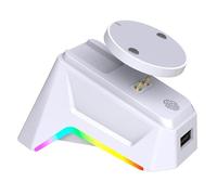 Station de charge pour souris compatible avec Logitech GPW4/GProX/G502/X/G903, support de charge magnétique RVB avec fente pour récepteur USB (blanc)