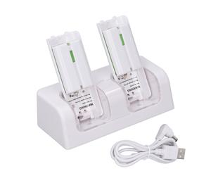 Station de charge pour télécommande Wii, double chargeur avec indicateur LED et batterie haute capacité rechargeable, câble d'alimentation USB,