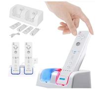 Station de charge pour télécommande Wii et Wii U, station de charge double à distance, chargeur avec 2 batteries rechargeables de 2800 mAh, télécommandes non incluses