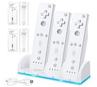 Station De Charge pour Télécommande Wii: WIYETY 4 in 1 Chargeur De Manettes, Chargeur À 4 Ports avec 4 Piles Rechargeables De 2800 mAh pour Télécommande De Jeu Wii