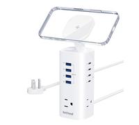 Station de charge rapide de 115 W, protection contre les surtensions TenTrend - Cordon d'extension de 1,5 m avec 3 prises CA et 8 ports USB (4 USB-C), tour de charge à prise plate pour la maison, le