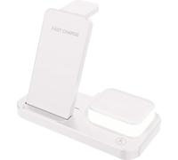 station de charge sans fil 3 en 1 avec veilleuse LED Support chargeur pliable pour Iwatch IPhone Airpods Blanc