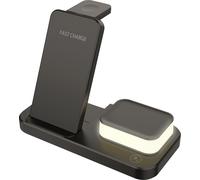 station de charge sans fil 3 en 1 avec veilleuse LED Support chargeur pliable pour Iwatch IPhone Airpods Noir
