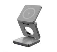 Station de charge sans fil 3 en 1 en alliage d'aluminium pliable 15 W pour smartphone, montre, écouteurs, plusieurs appareils magnétiques compatibles Qi