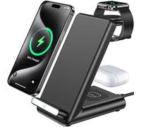 Station de Charge sans Fil 3 en 1 fabriquée pour Apple Watch Ultra 9 8 7 6 SE 5 4 3, Chargeur sans Fil Rapide fabriqué pour iPhone 15/Plus/Pro Max/14/13/12/11/X, pour AirPods Pro (avec Adaptateur)