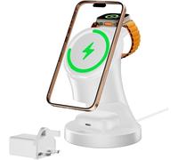 Station de charge sans fil 3 en 1 pour appareils Apple, chargeur compatible MagSafe pour iPhone 17/16/15/14/13/12, compatible avec les coques d'écouteurs sans fil et Apple Watch Ultra 11/10/9/8/7/SE/6