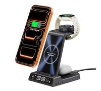 Station De Charge sans Fil 3 en 1 pour Garmin Montre Vivoactive/Venu/Forerunner/Instinct/Fenix/Epix 2, Support De Charge pour Samsung S25/S24, pour iPhone Air/17/16, pour AirPods (sans Adaptateur)