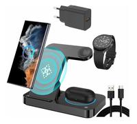 Station De Charge Sans Fil 3 En 1 Pour Samsung Galaxy S25, S24 Ultra, S23, S22,Fe Note 20, Z Fold 7/6 - Chargeur Induction Pour Sa