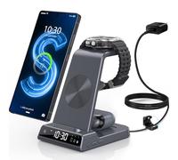 Station de Charge sans Fil 3 en 1 pour Samsung Galaxy S25 Ultra, Support de Charge Compatible avec iPhone 17 Pro Max/Z Fold 4, Chargeur de Montre pour Galaxy Watch 8 Pro/4/3, Buds/ArPod (Gris)