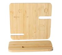 Station de charge sans fil - Chargeur de voyage en bois 15 W - Station de charge pour plusieurs appareils - Table de chevet créative avec design moderne - Organiseur de puissance - Prend en charge les