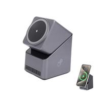 Station de charge sans fil CheoTime, 4 en 1 support de chargeur multiple avec horloge d'affichage HD, quai de chargement de rotation automatique à 180 ° pour les écouteurs de