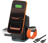 Station De Charge Sans Fil Compatible Magsafe Pour Iphone, Airpods & Apple Watch, Chargeur Induction Rapide Premium Motorisé Et Ergonomique, 3-En-1 Pour Apple, Samsung & Android