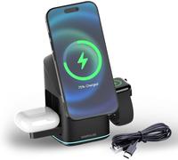 ¿ Station De Charge Sans Fil Compatible Magsafe Pour Iphone, Airpods & Apple Watch, Chargeur Induction Rapide Premium Motorisé Et Ergonomique, 3-En-1 Pour Apple, Samsung & Android