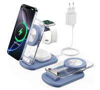 Station de Charge sans Fil magnétique 3 en 1 pour appareils Apple, Chargeur Rapide et Pliable pour Voyage, avec lumière Nocturne pour iPhone 16, 15, 14, Apple Watch/AirPods Pro, BU