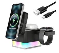 Station de Charge sans Fil pour Apple Watch, Station de Charge magnétique Pliable 3-en-1, Chargeur sans Fil 20 W pour Apple Watch 17-12 Pro Max/Pro/Plus, Apple Watch 9/8, 3/2/Pro 2 (Noir)