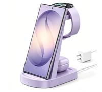 Station de charge sans fil pour Samsung/Android, station de charge rapide sans fil compatible avec Samsung Galaxy S26 Ultra/S25/S24+/Z Flip 7/6 Fold 7/6, Watch8/7/Pro/Active 2 Galaxy Buds3/2 Pro