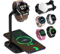 Station de Charge Sans Fil Universelle 2 en 1 avec Support Montre Intelligente Reglable, Compatible Samsung Google Pixel Fossil Fitbit Garmin Huawei AMAZTIM Amazfit Suunto Xiaomi
